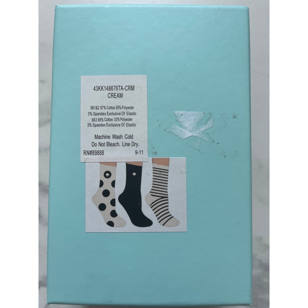 New in Box Kate Spade 3 pack crew socks black white one size - Picture 2 of 2